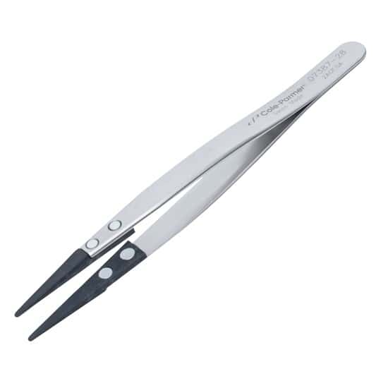 Cole-Parmer 2ACF.SA.1 Stainless Steel Tweezers w/ Flat, Round, Plastic Tips
