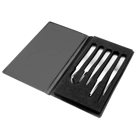 Cole-Parmer Titanium Tweezers Set of 5 w/ Hard Case