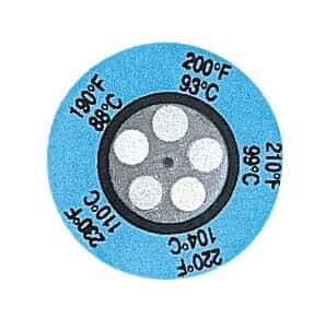 Cole-Parmer Irreversible 5-Point Round Temperature Label, 390-435F/199-224C; 25/Pk