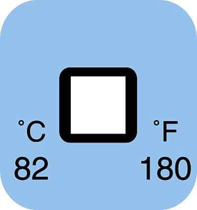 Cole-Parmer Irreversible 1-Point Square Temperature Label, 108F/42C; 50/Pk