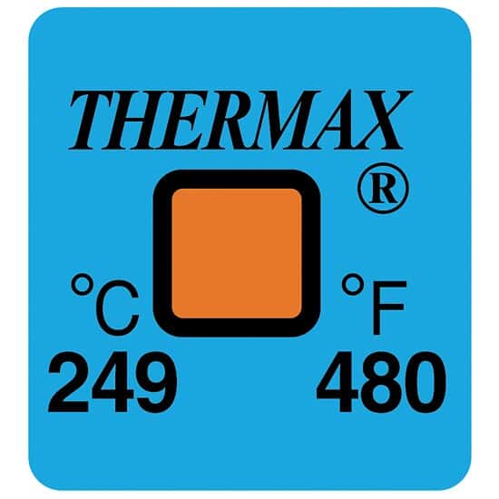 Cole-Parmer Irreversible 1 Point Temperature Label, 249°C/480°F; 50/Pk