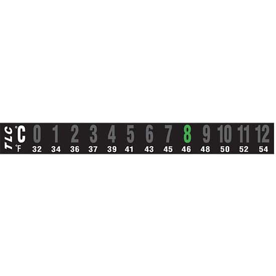 Cole-Parmer Reversible 13-Point Horizontal Temperature Label, 36-48C / 97-118F; 10/Pk