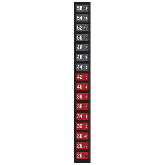 Cole-Parmer Reversible 16-Point Vertical Temperature Label Black/Red, -3-13C/26-56F; 10/Pk