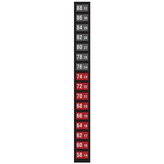 Cole-Parmer Reversible 16-Point Vertical Temperature Label Black/Red, 14-31C/58-88F; 10/Pk