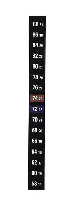 Cole-Parmer Reversible 16-Point Vertical Temperature Label, 50-66C/122-152F; 10/Pk