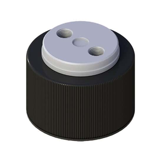 Cole-Parmer VapLock™ Solvent Delivery Cap with Viton Air Inlet Valve, Two 1/4-28 ports, GL38; 1/EA