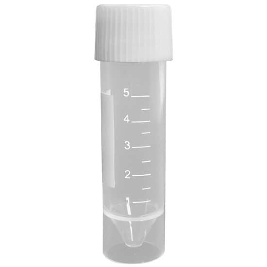 Cole-Parmer Transport Tubes, 5 mL, 16 x 60 mm, Sterile, Screw-Cap, PP; 1000/CS