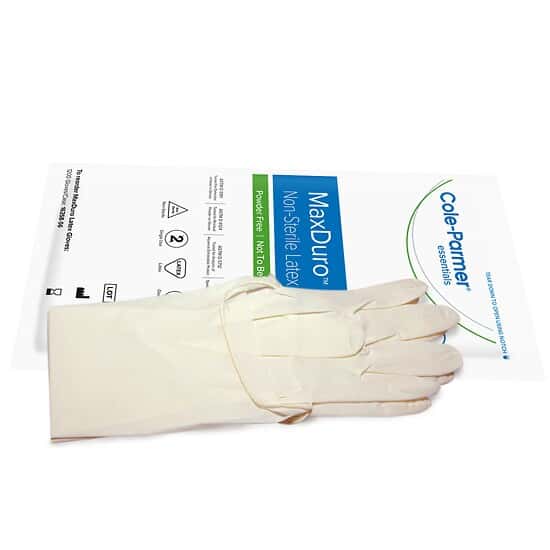 ColeParmer NonSterile Latex Gloves Medium 16", 200 pairs (400 /cs