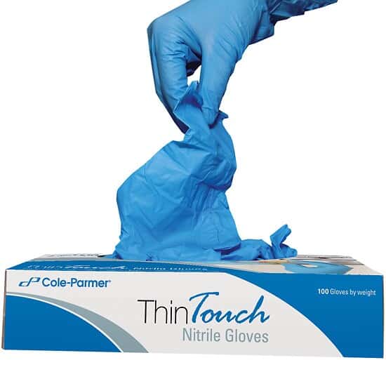 ColeParmer ThinTouch™ Nitrile Blue Gloves, 9.5, Large 1000/CS from