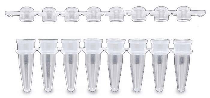 Cole-Parmer QPCR 8-STRIP Tubes with Optical Caps, 0.2 mL, White; 12/PK, 10 PK/CS