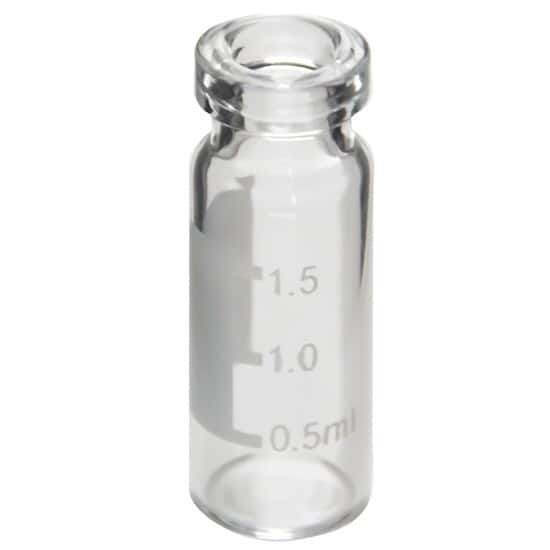 Cole-Parmer Crimp Vials, Wide Neck, Clear Glass, 11 mm, with Label Area, 1.5 mL; 100/Pk, 12 Pk/Cs