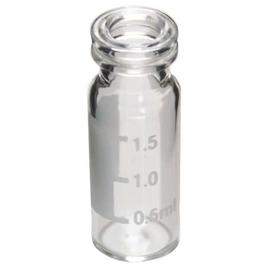 Cole-Parmer Snap Vials, 1.5 mL, 11.6 mm, Clear Glass, with Label Area, 100/Pk