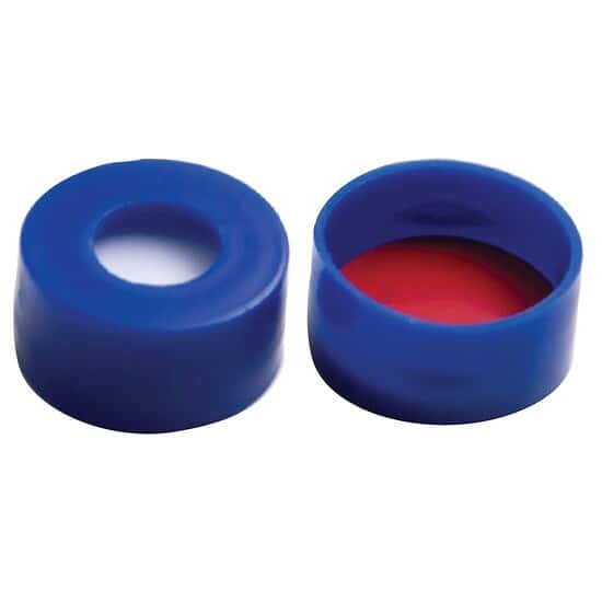 Cole-Parmer Snap-top PE Caps, 11 mm, Red PTFE/White Silicone Septa, 100/Pk