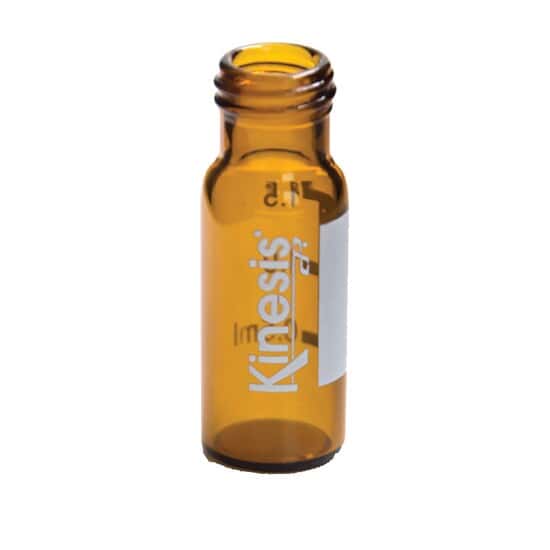 Cole-Parmer Premium Screw Neck Vials, Amber Glass, 9 mm Short Thread, with Label Area, 2 mL; 100/Pk