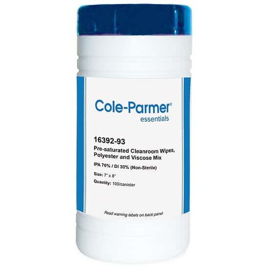 Cole-Parmer Presaturated Wipes, 70% IPA 30% DI, 7