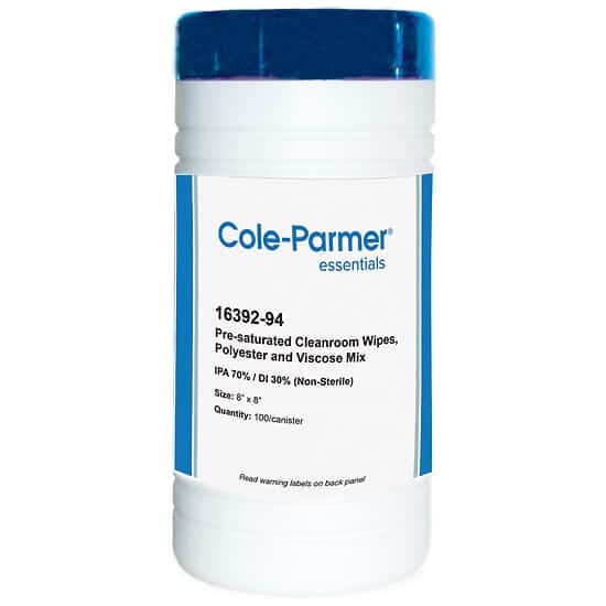 Cole-Parmer Presaturated Wipes, 70% IPA 30% DI, 8