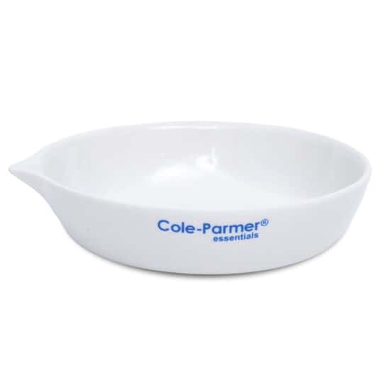 Cole-Parmer Porcelain Flat-Form Evaporating Dish, 80 mL, 6/pk
