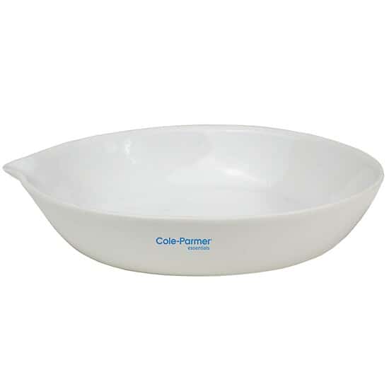 Cole-Parmer Porcelain Flat-Form Evaporating Dish, 200 mL