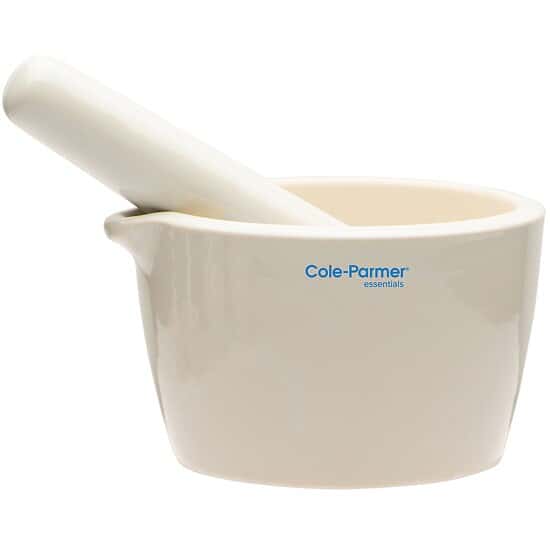 Cole-Parmer Mortar and Pestle Set, Porcelain, 400 mL; 8/PK