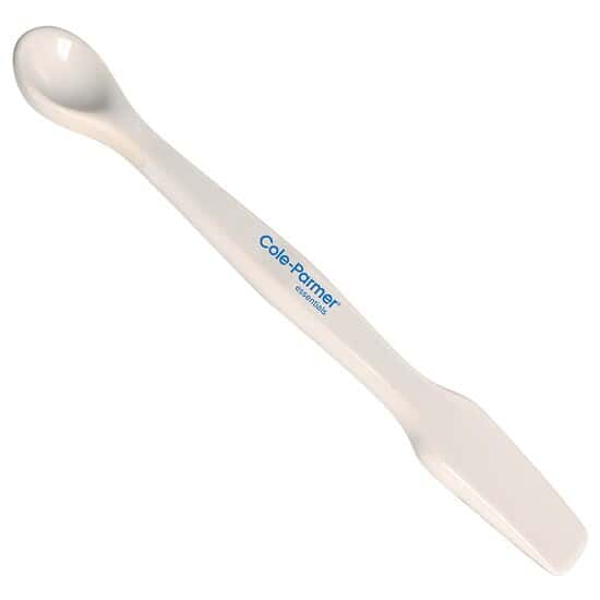 Cole-Parmer Spatula with Spoon, Porcelain, 1.2 mL, 198 mm L