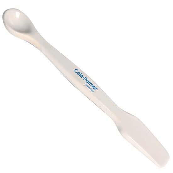 Cole-Parmer Spatula with Spoon, Porcelain, 5.5 mL, 254 mm L