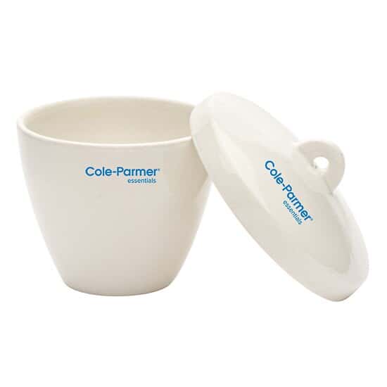 Cole-Parmer High-Form Crucible with Cover,  Porcelain, 40 mL; 36/CS