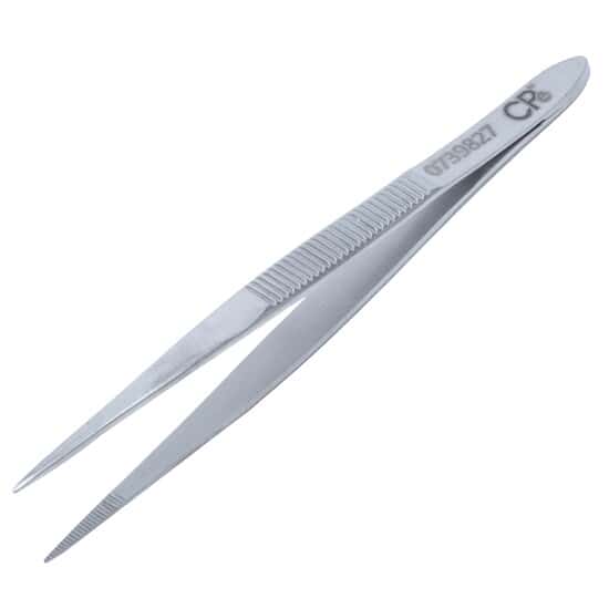 Cole-Parmer Stainless Steel Tweezers, Med Sharp, Serrated, 76mm
