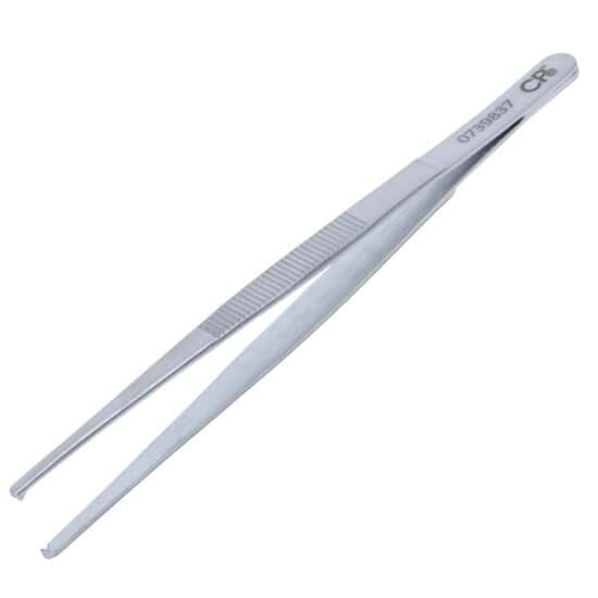 Cole-Parmer Stainless Steel Tweezers, Toothed Tip, Serrated Grip, 140mm
