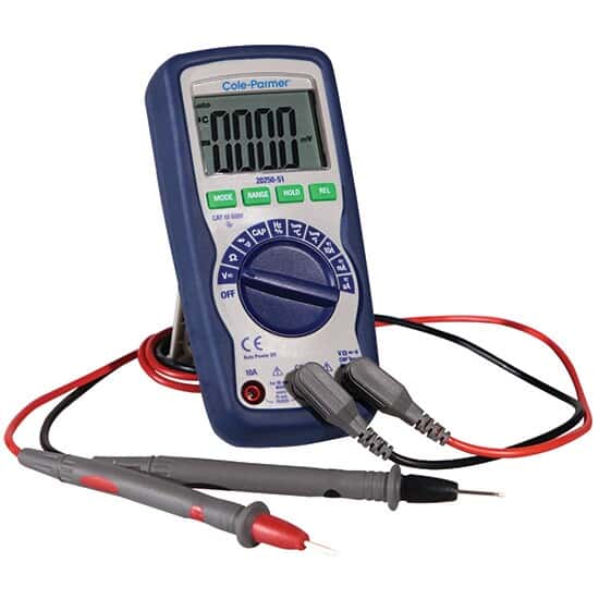 Cole-Parmer Compact Digital Multimeter, Auto-Ranging with NIST-Traceable Calibration