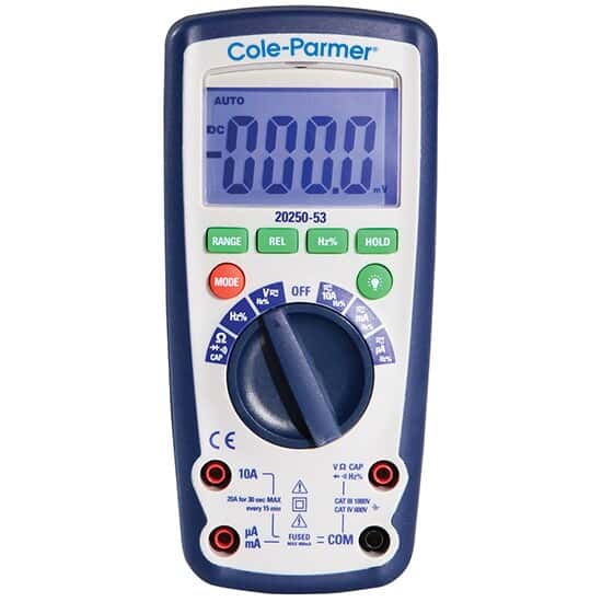 Cole-Parmer Industrial Digital Multimeter, IP67, with NIST-Traceable Calibration 