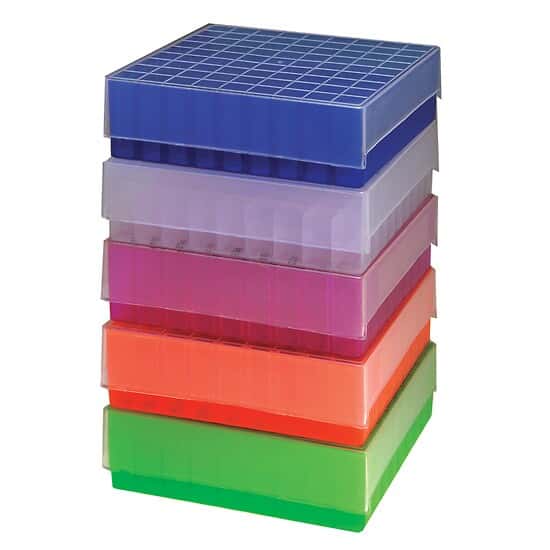 Cole-Parmer 81-Place Freezer Boxes, Blue, PP; 50/CS