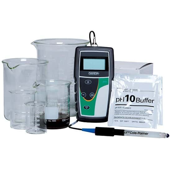 ColeParmer Soil pH Testing Kit; Meter, Probe, Beakers, and Buffers