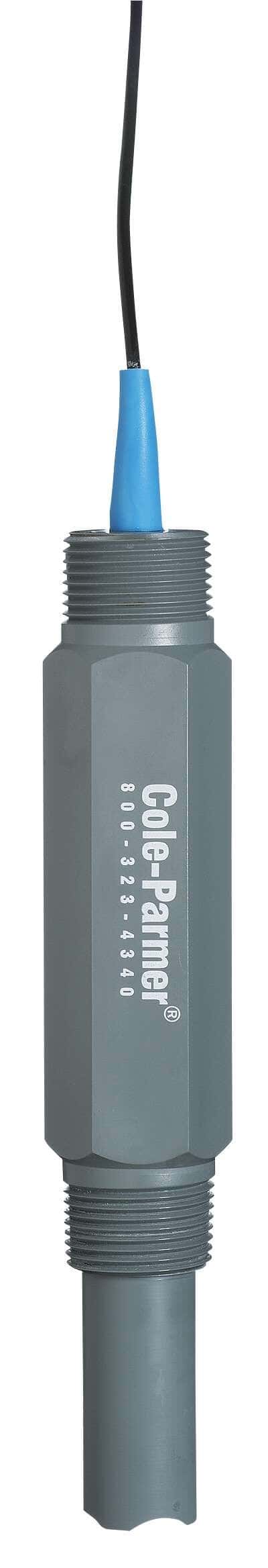 Cole-Parmer Tuff-Tip In-Line pH Probe, DJ/CPVC/3kOhm Thermistor; Spade/BNC