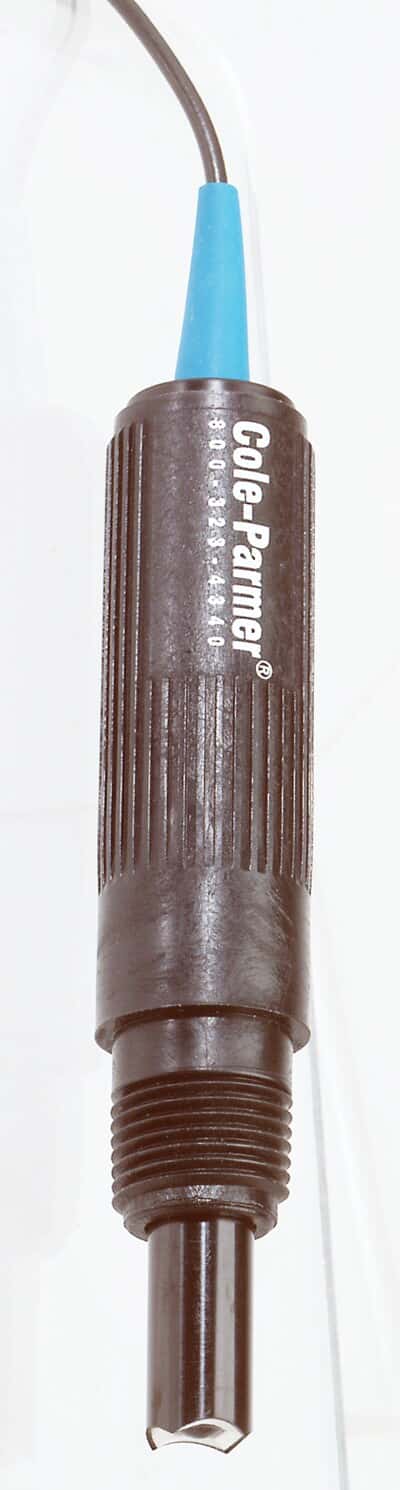 Cole-Parmer Side-Mount Tuff-Tip pH Probe, DJ/PVDF/100Ohm RTD; Tinned/BNC