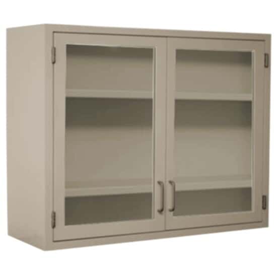 Cole-Parmer Wall Cabinet with Glass Hinged Doors, 36x30x12; Silver Grey