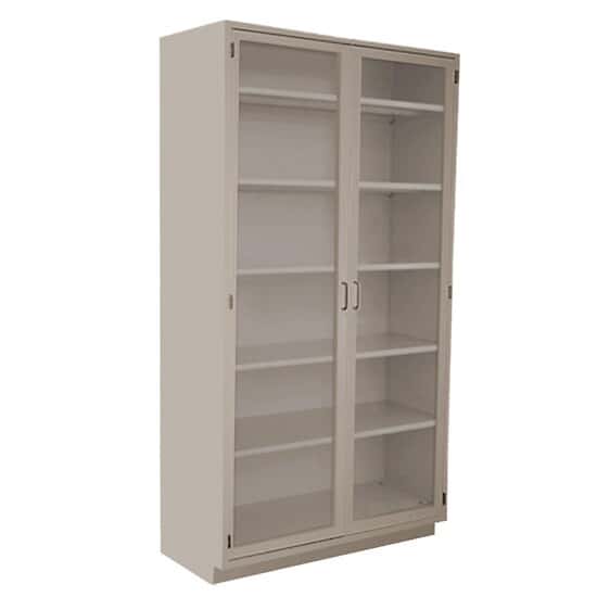 Cole-Parmer Floor Cabinet with Glass Hinged Doors, 48x84x22; Silver Gray