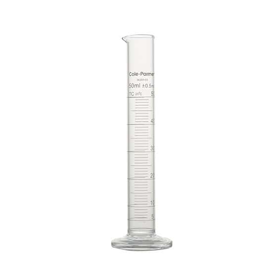 Cole-Parmer Graduated Cylinder, Class B, To Contain, single metric scale, 50 mL