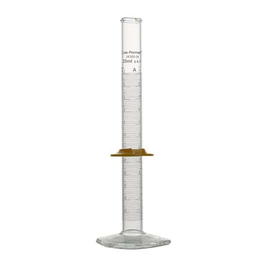 Cole-Parmer Graduated Cylinder, Class A, To Deliver, NIST Calibration, 25 mL