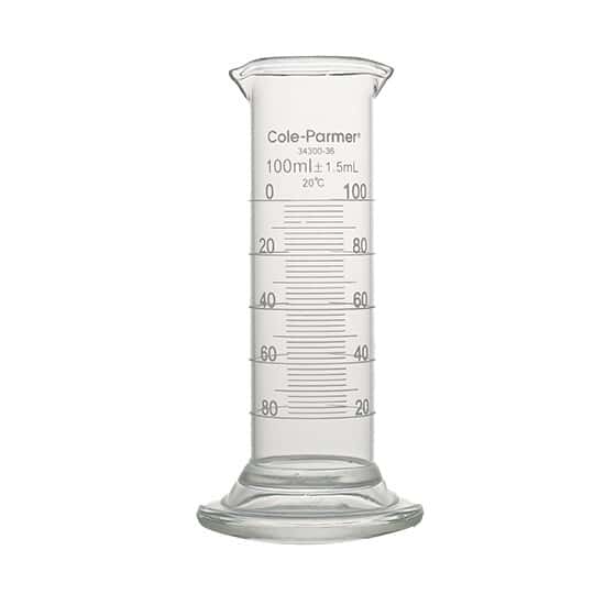 Cole-Parmer Low-Form Graduated Glass Cylinder, 100 mL