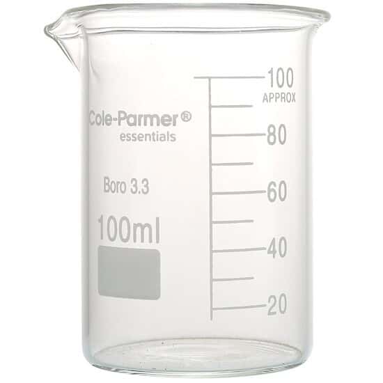 Cole-Parmer Low-Form Beaker, Glass, 100 mL; 12/PK