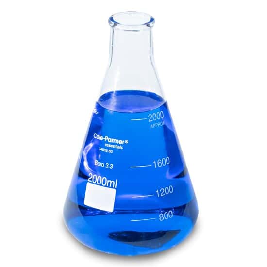 Cole-Parmer Glass Erlenmeyer Flasks, Graduated, Heavy Rim, 2000 mL (64 oz); 1/Pk