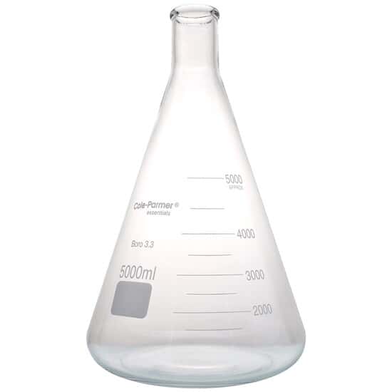 Cole-Parmer Glass Erlenmeyer Flasks, Graduated, Heavy Rim, 5000 mL (169 oz); 1/Pk