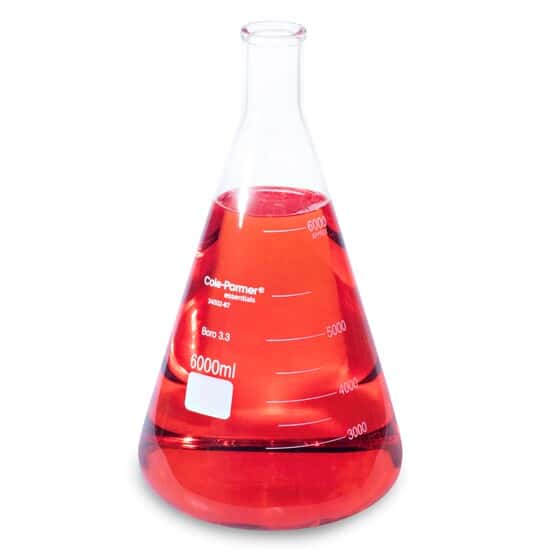 Cole-Parmer Glass Erlenmeyer Flasks, Graduated, Heavy Rim, 6000 mL (203 oz); 1/Pk