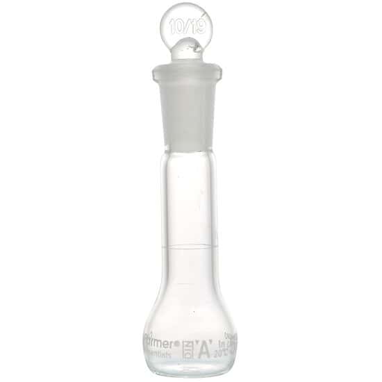 Cole-Parmer Class A Volumetric Flask with Glass Stopper, 2 mL; 10/PK