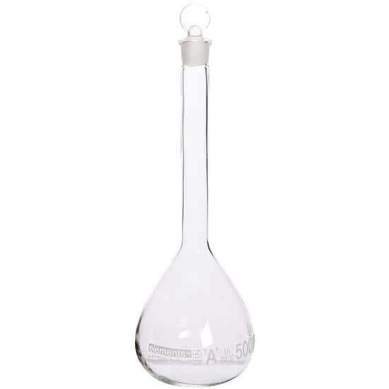 Cole-Parmer Class A Volumetric Flask with Glass Stopper, 500 mL; 2/PK