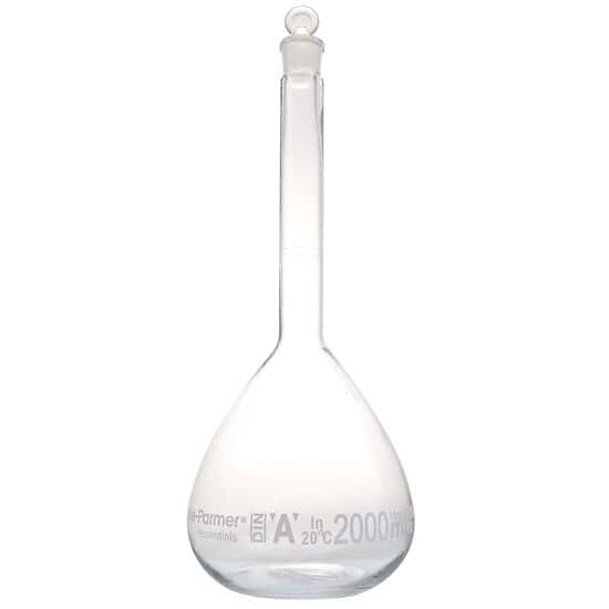 Cole-Parmer Class A Volumetric Flask with Glass Stopper, 2000 mL; 1/PK
