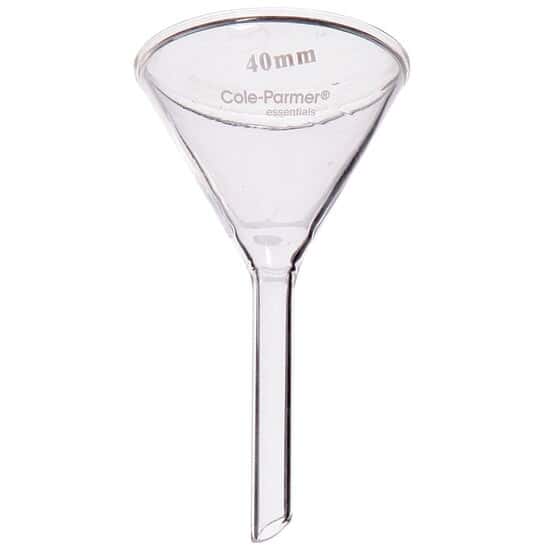Cole-Parmer Short Stem Funnel, Glass, 40 mm dia; 16/PK