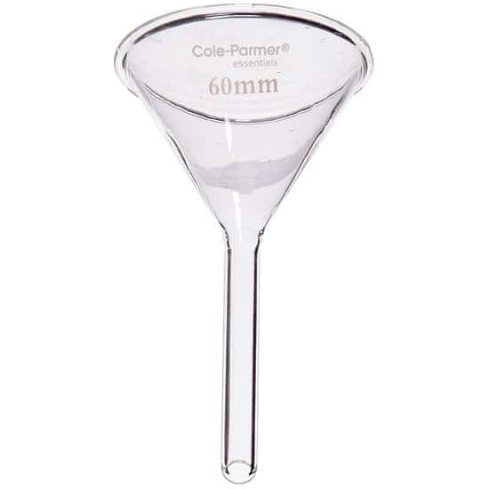 Cole-Parmer Short Stem Funnel, Glass, 60 mm dia; 8/PK