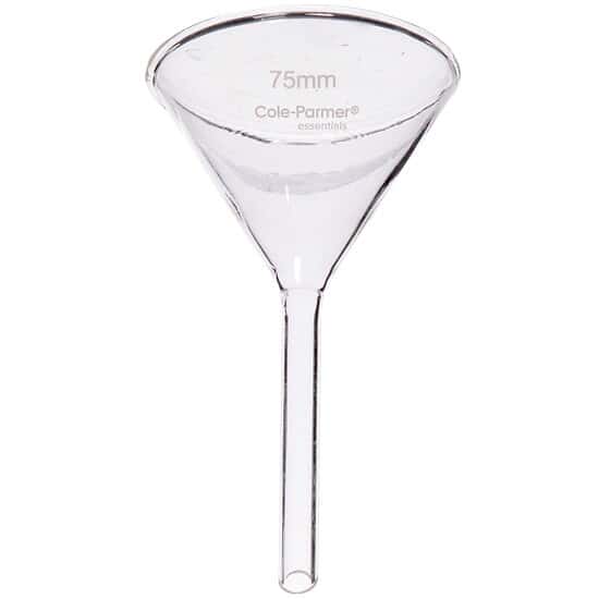 Cole-Parmer Short Stem Funnel, Glass, 120 mm dia; 8/PK