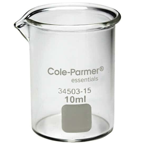 Cole-Parmer Plus Griffin Low-Form Beaker, Glass, 10 mL; 12/PK